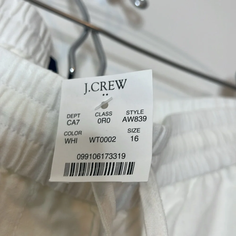 J Crew Linen Cotton Blend Drawstring Pants White 16